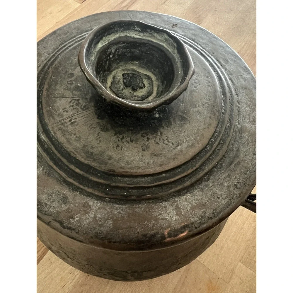 VERY RARE ANTIQUE COPPER 18TH/19TH CENTURY  TRADE KETTLE with OLD PATINA AND LID
